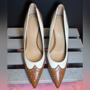 Ralph Lauren Women's Tan and Cream Heels